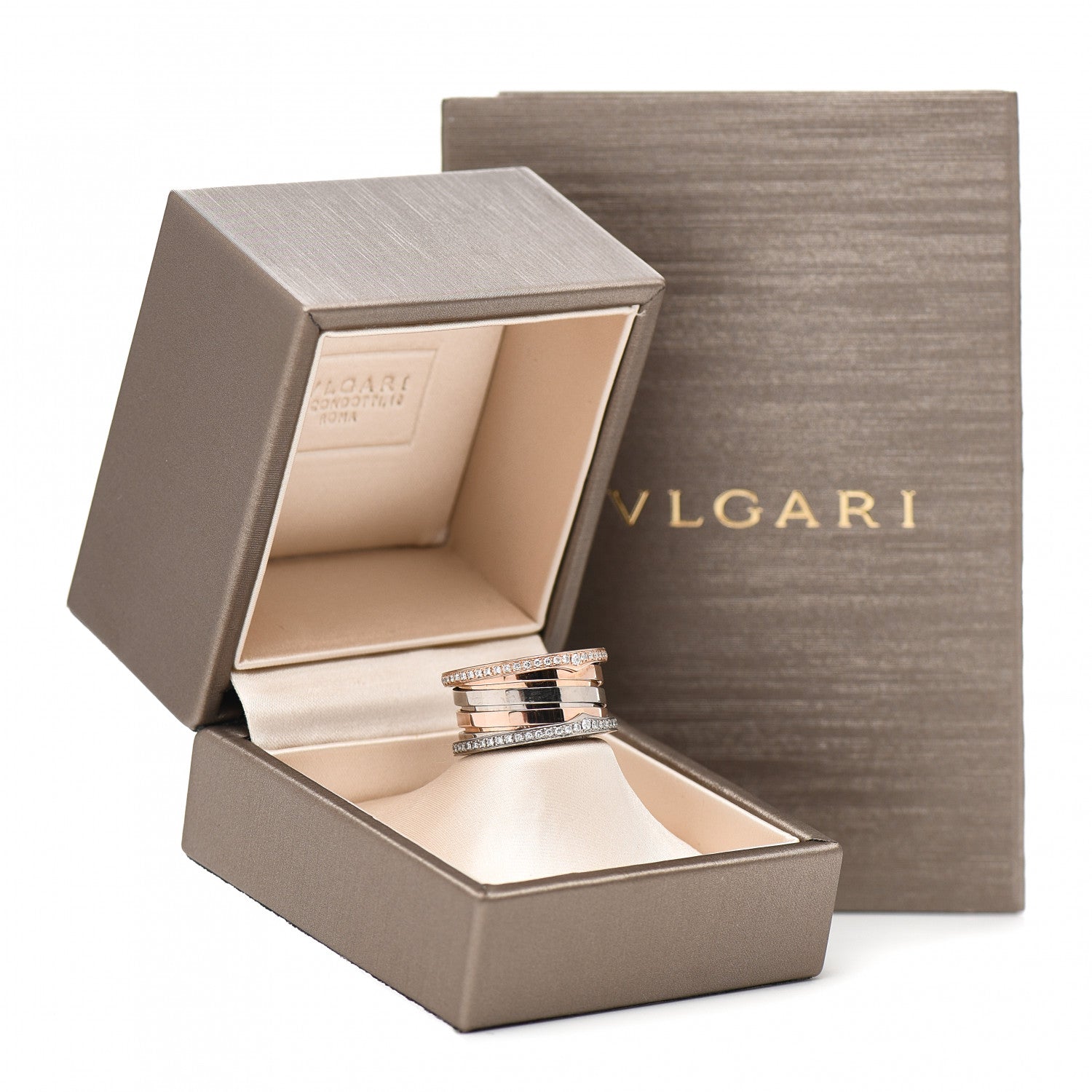 Bulgari 18K Rose White Gold Diamond Labyrinth B.Zero1 Four-Band Ring 52 6 4 of 4