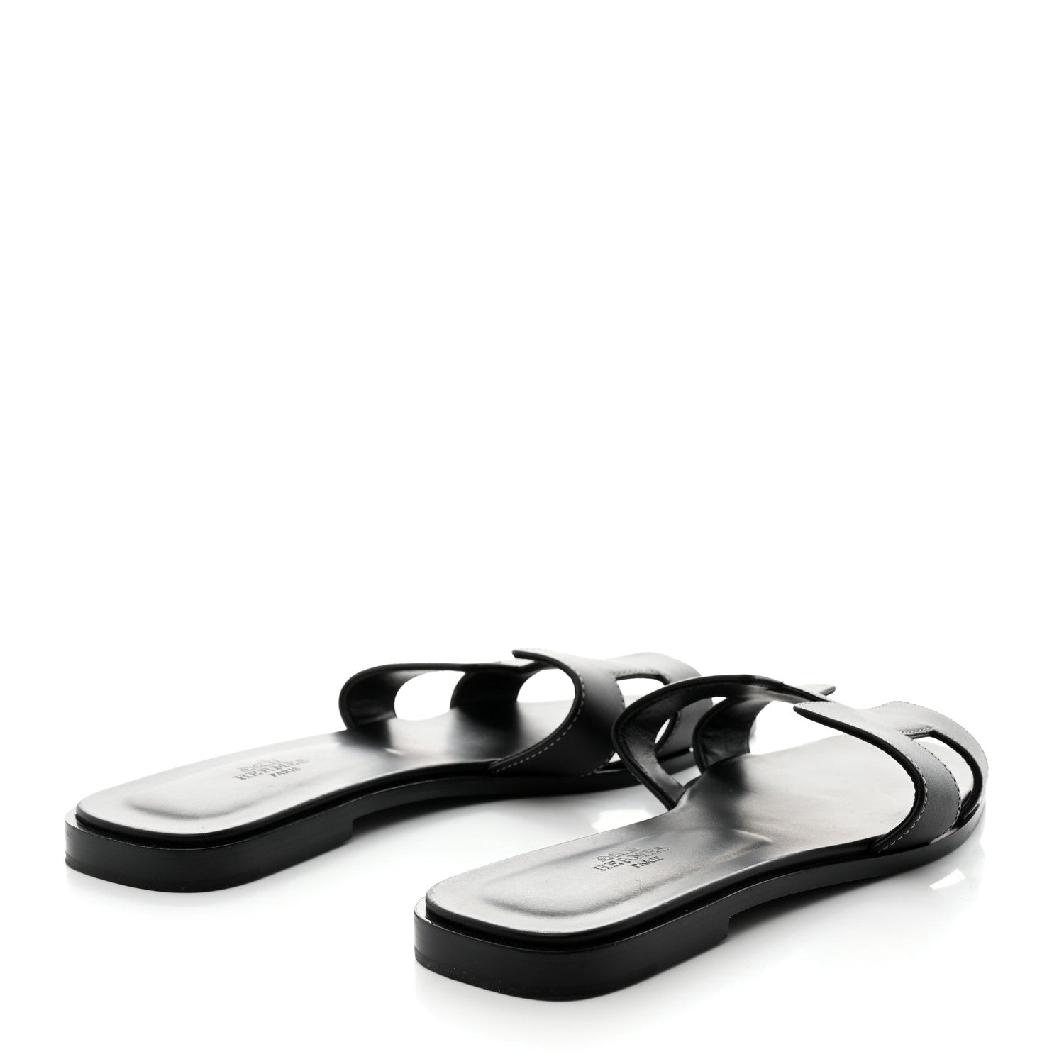 Hermes Box Calfskin Oran Sandals 39.5 Black 4 of 8