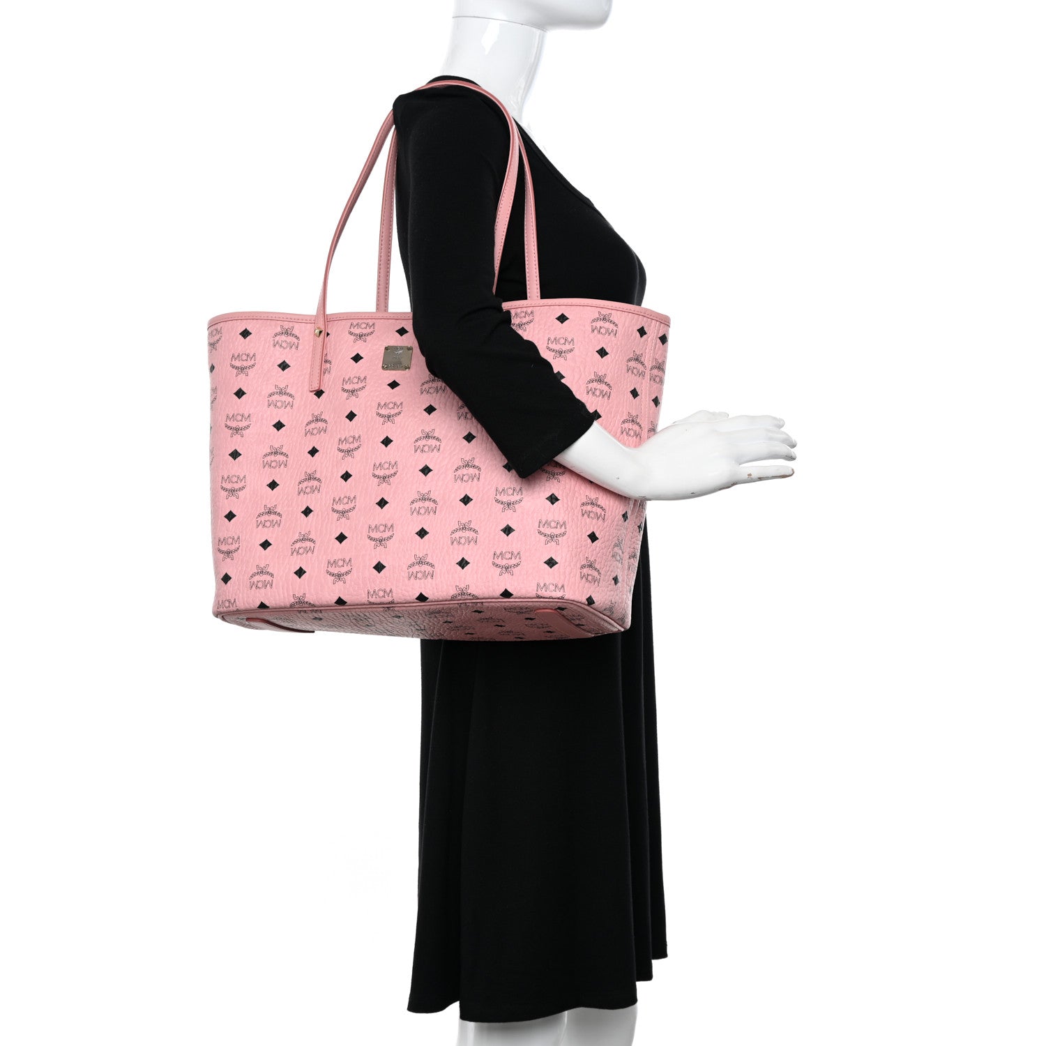 MCM Visetos Medium Liz Reversible Shopper Tote Powder Pink 2 of 16