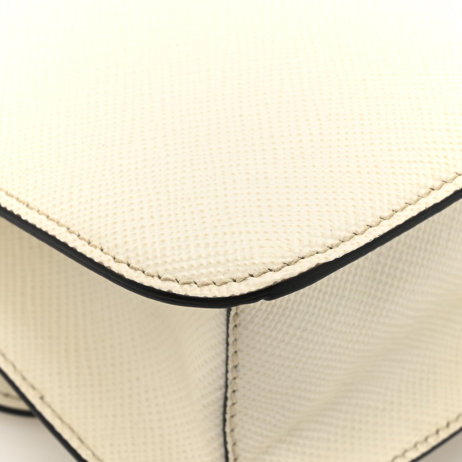 Prada Saffiano Cuir Triangle Embleme Flap Shoulder Bag White 10 of 16