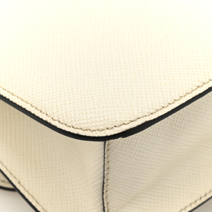 Prada Saffiano Cuir Triangle Embleme Flap Shoulder Bag White 10 of 16