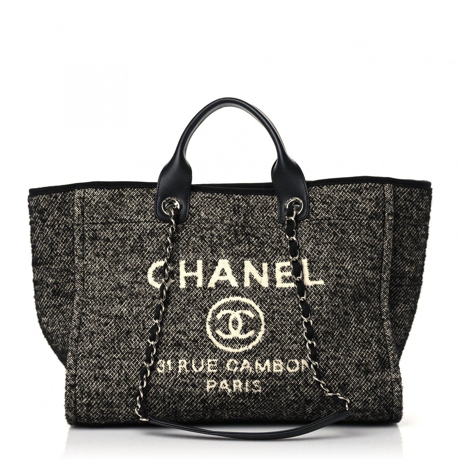 Chanel Mixed Fibers Calfskin Medium Deauville Tote Black 1 of 11