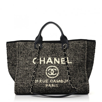 Chanel Mixed Fibers Calfskin Medium Deauville Tote Black 1 of 11