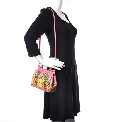 Dolce & Gabbana Dauphine Pineapple Print Small Miss Sicily Satchel Rosa 2 of 9
