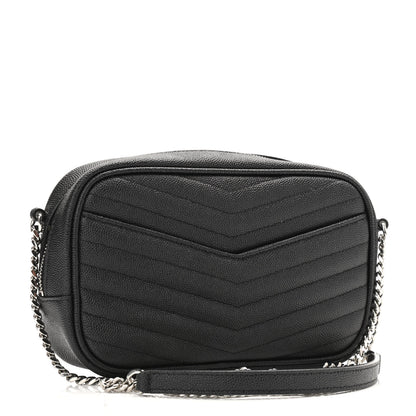Saint Laurent Grain De Poudre Matelasse Monogram Mini Lou Camera Bag Black 2 of 11