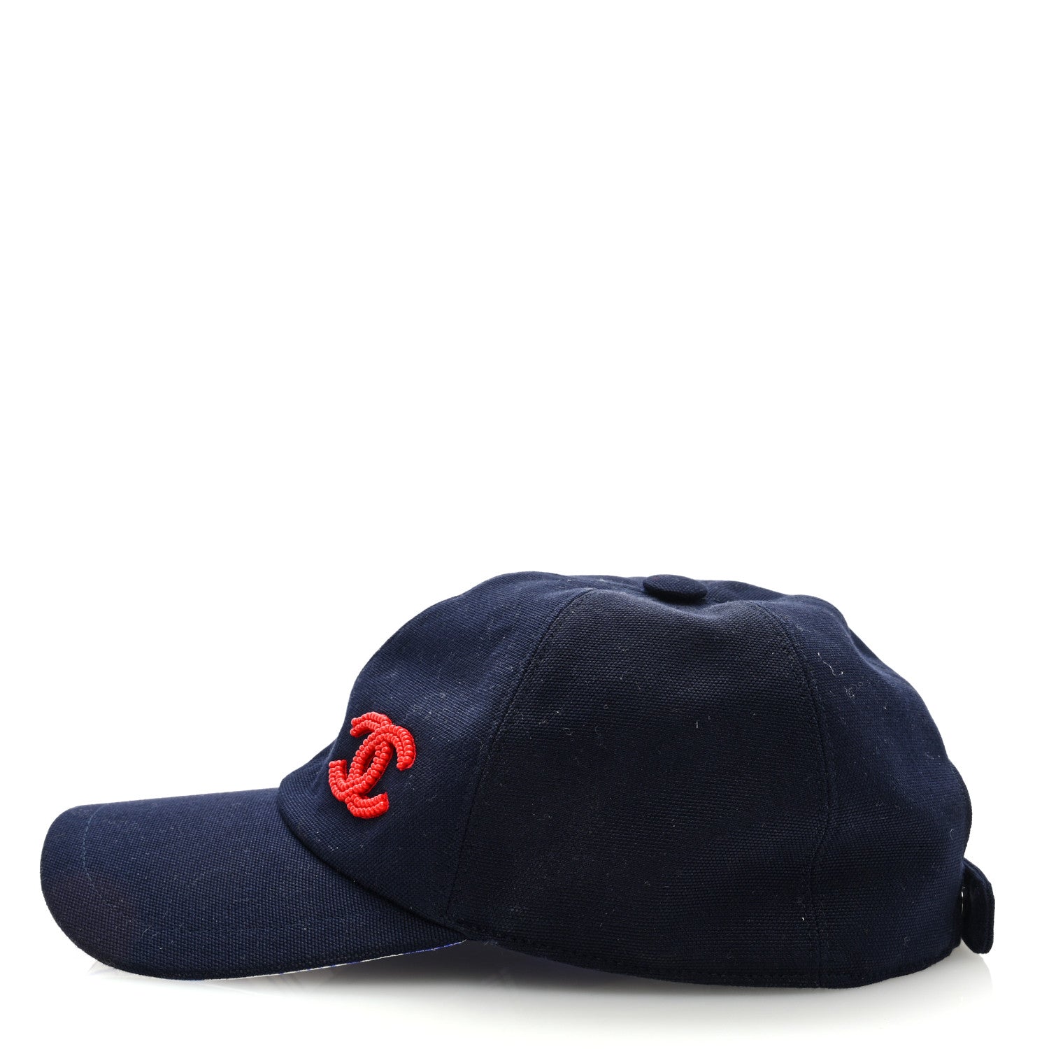 Chanel Cotton Beaded CC Cap Hat Navy Blue 4 of 7