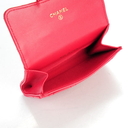 Chanel Lambskin Quilted Flap Card Holder Dark Pink 8 of 9