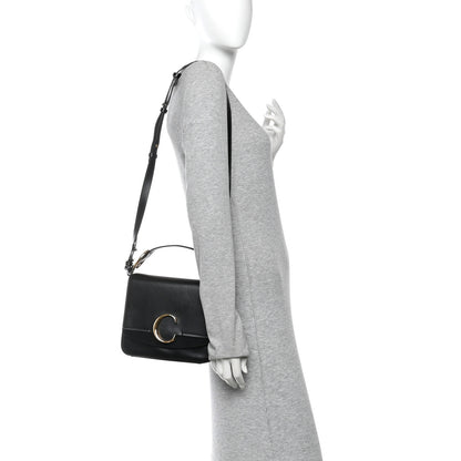 Chloe Shiny Calfskin Suede Small C Double Carry Black 2 of 13