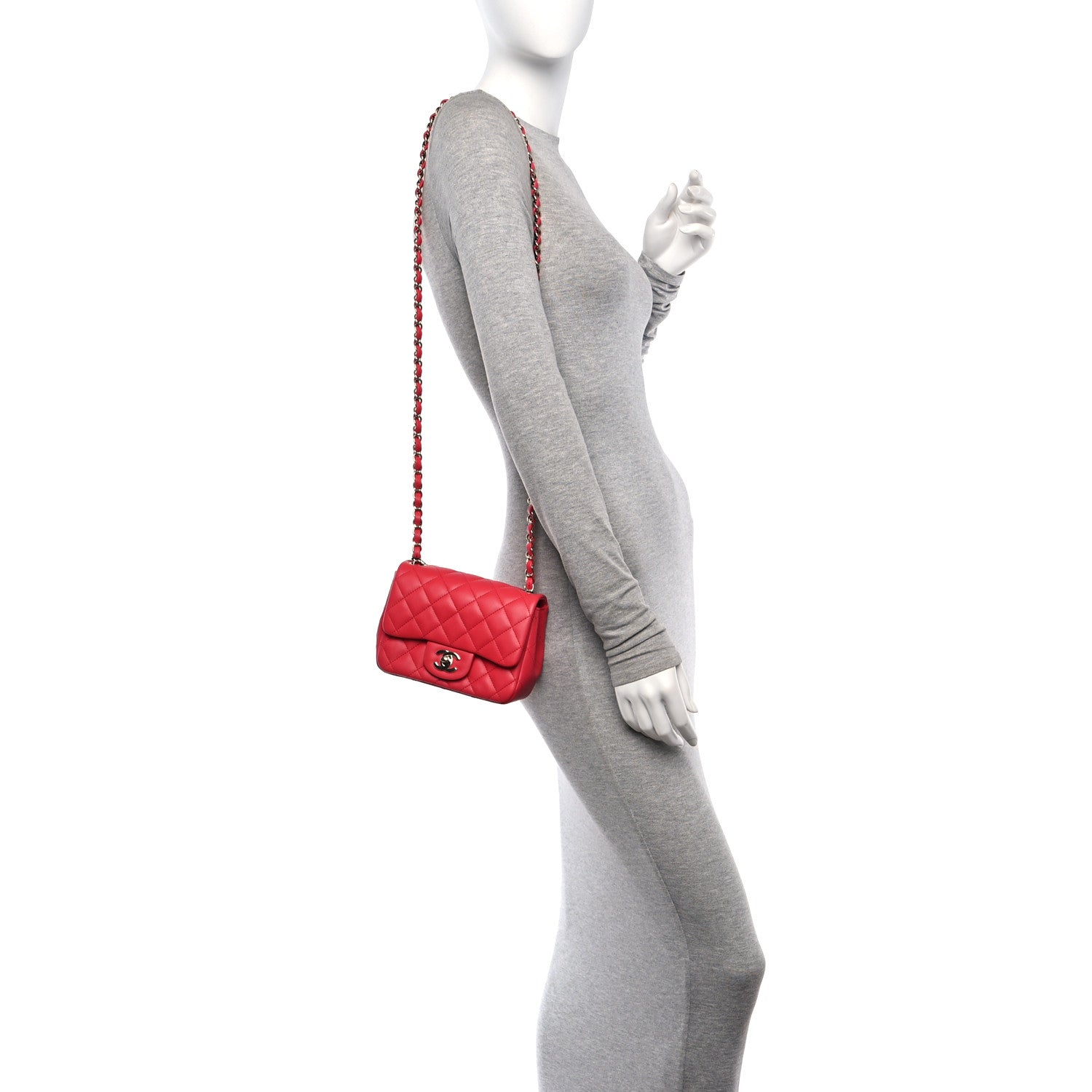 Chanel Lambskin Quilted Mini Square Flap Dark Pink 2 of 11
