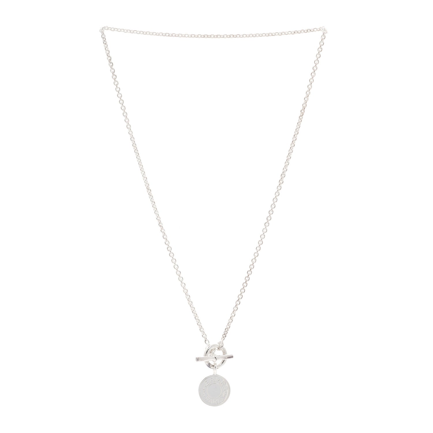 Hermes Sterling Silver Amulettes H Confettis Pendant Necklace 3 of 5