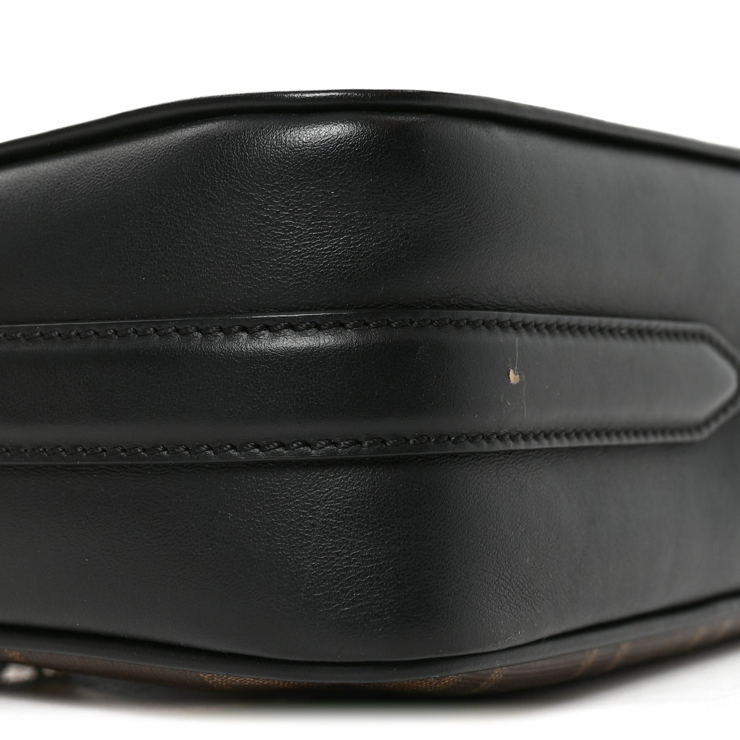 Glazed Fabric Vitello Century FF 1974 Stamp Patch Camera Case Mogano Panna Black