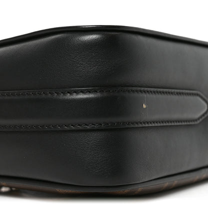 Fendi Glazed Fabric Vitello Century FF 1974 Stamp Patch Camera Case Mogano Panna Black 9 of 10
