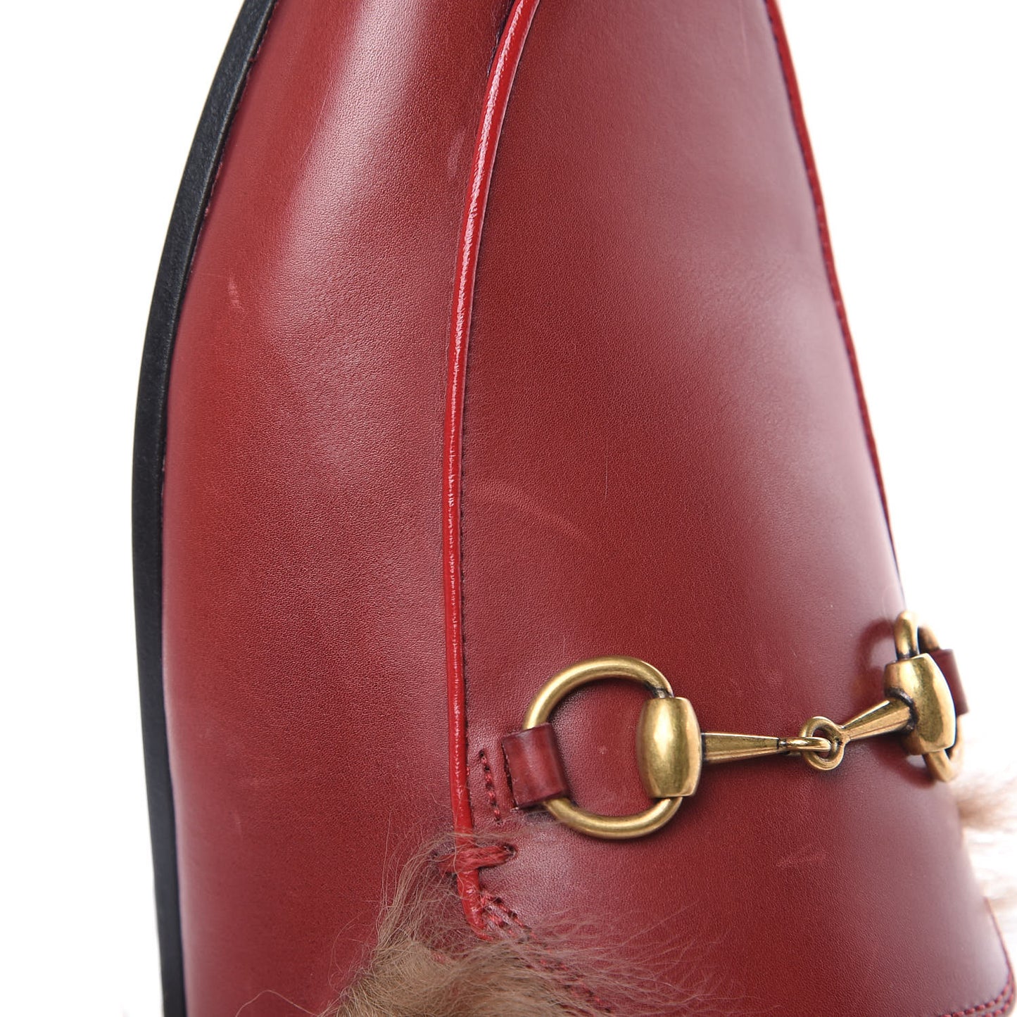 Betis Glamour Calfskin Fur Womens Princetown Slippers 36 Hibiscus Red Naturale