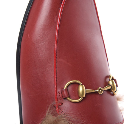 Gucci Betis Glamour Calfskin Fur Womens Princetown Slippers 36 Hibiscus Red Naturale 11 of 13