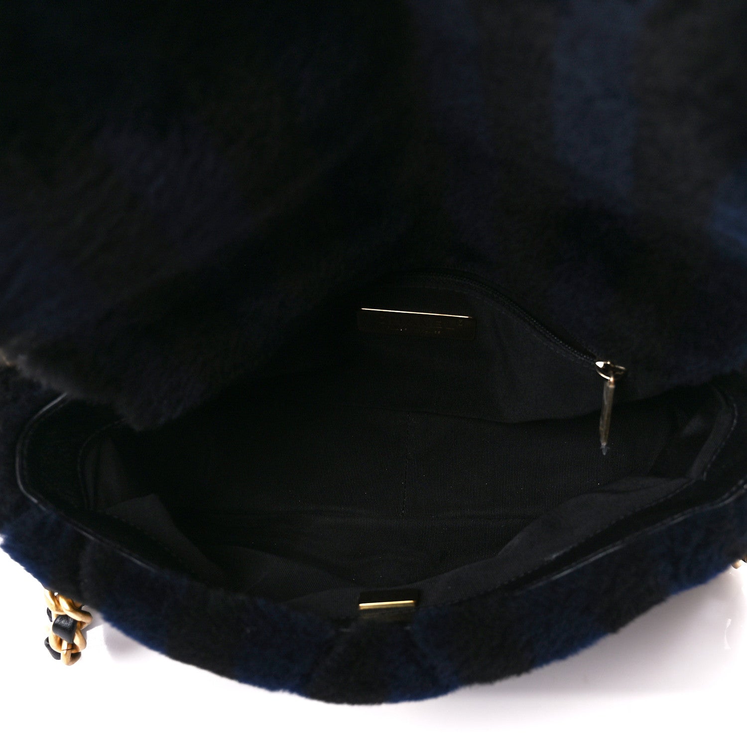 Chanel Shearling Striped Medium Chanel 19 Flap Blue Black 5 of 10