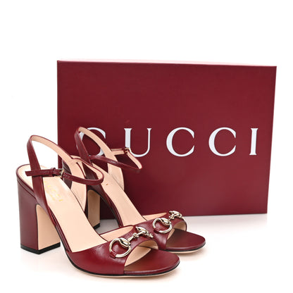 Gucci Malaga Kid Horsebit Cross Strap 95mm Sandals 36.5 Rosso Ancora 9 of 9