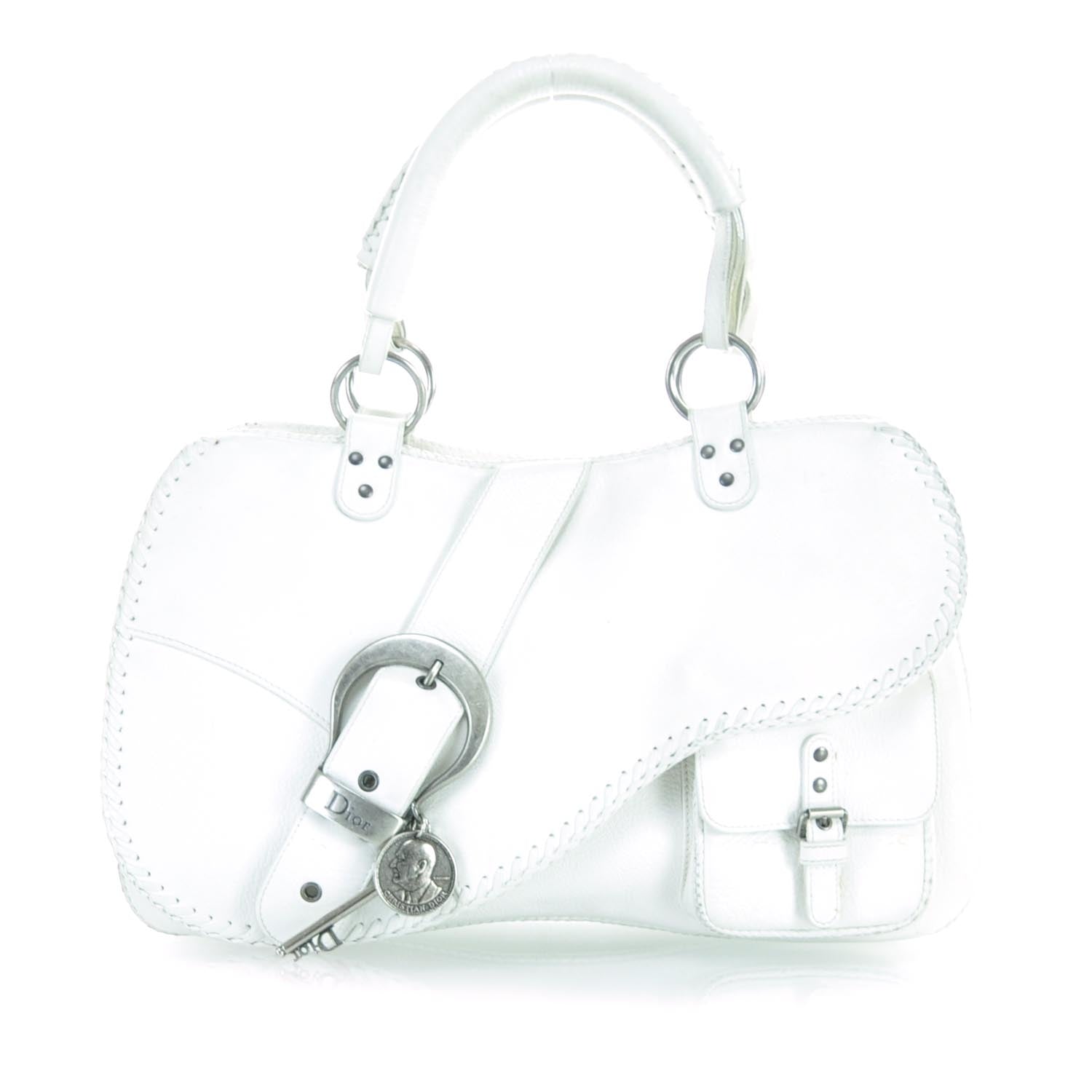 Christian Dior Leather Whipstitch Gaucho White 1 of 10