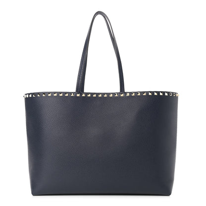 Valentino Garavani Grained Calfskin Rockstud Shoulder Tote Marine 1 of 9