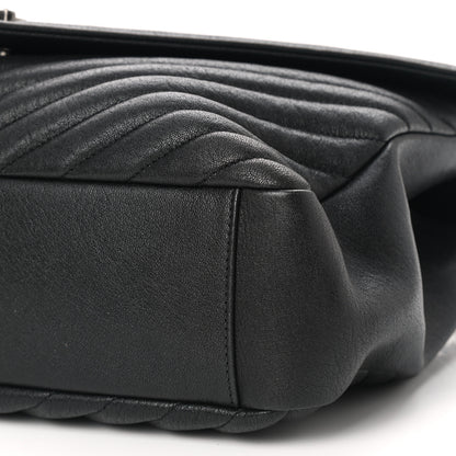 Saint Laurent Sheepskin Matelasse Chevron Monogram Large College Satchel Black 11 of 11