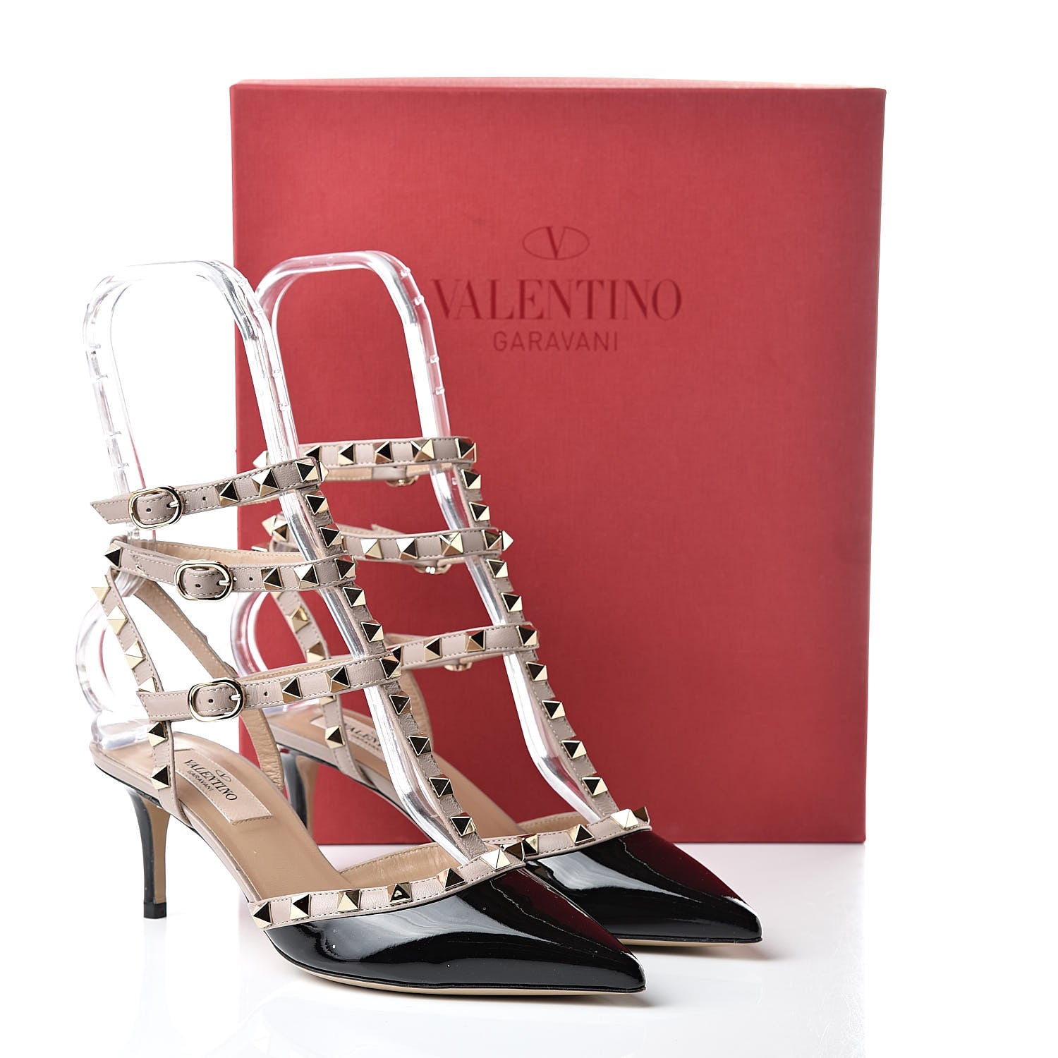 Valentino Garavani Patent Nappa Rockstud Ankle Strap 65mm Pumps 36 Black Poudre 10 of 10