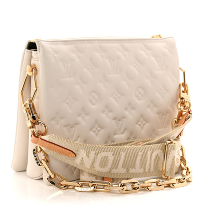 Louis Vuitton Lambskin Embossed Monogram Coussin PM Beige Cream 3 of 10