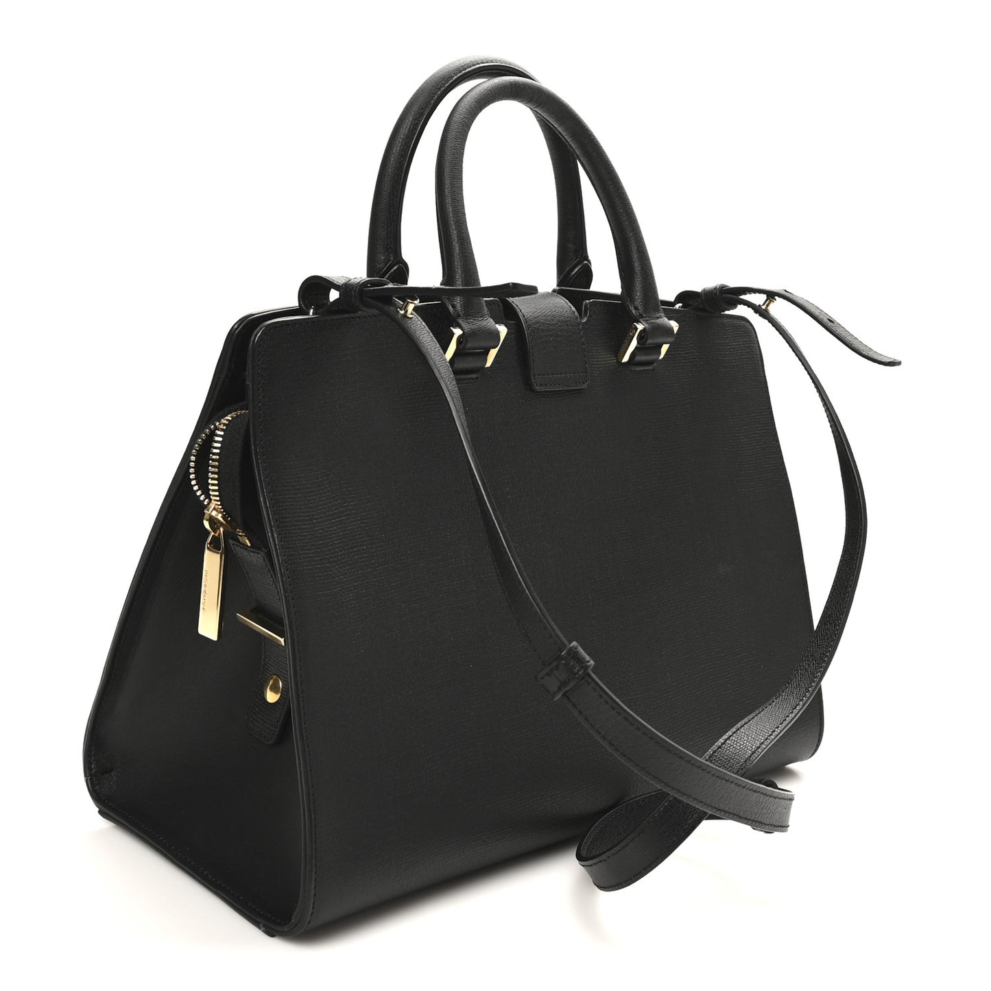 Textured Calfskin Medium Classic Y Cabas Black