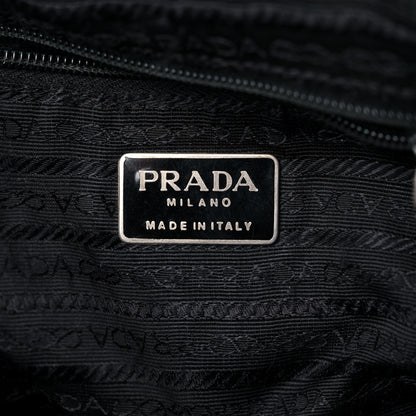 Prada Tessuto Nylon Crocodile Embossed Calfskin Cinch Backpack Black 6 of 28