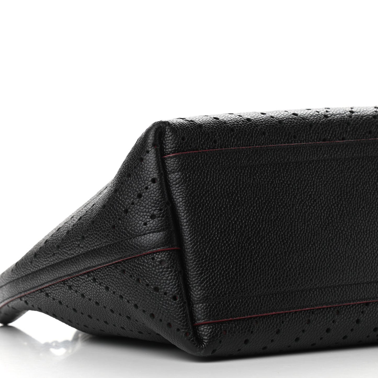 Caviar Perforated Drawstring CC Bag Black Burgundy