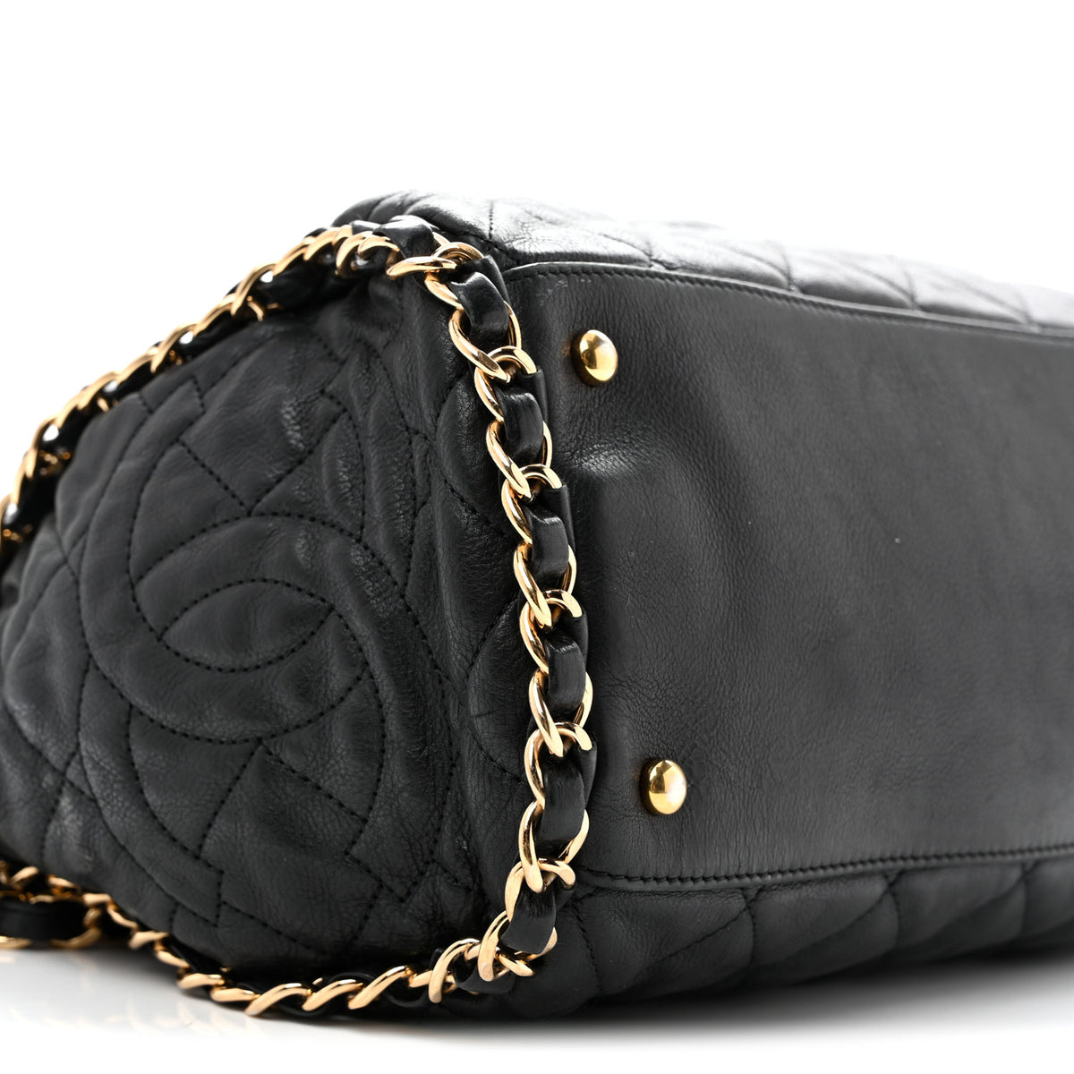 Calfskin Quilted Large Chain Me Hobo Black