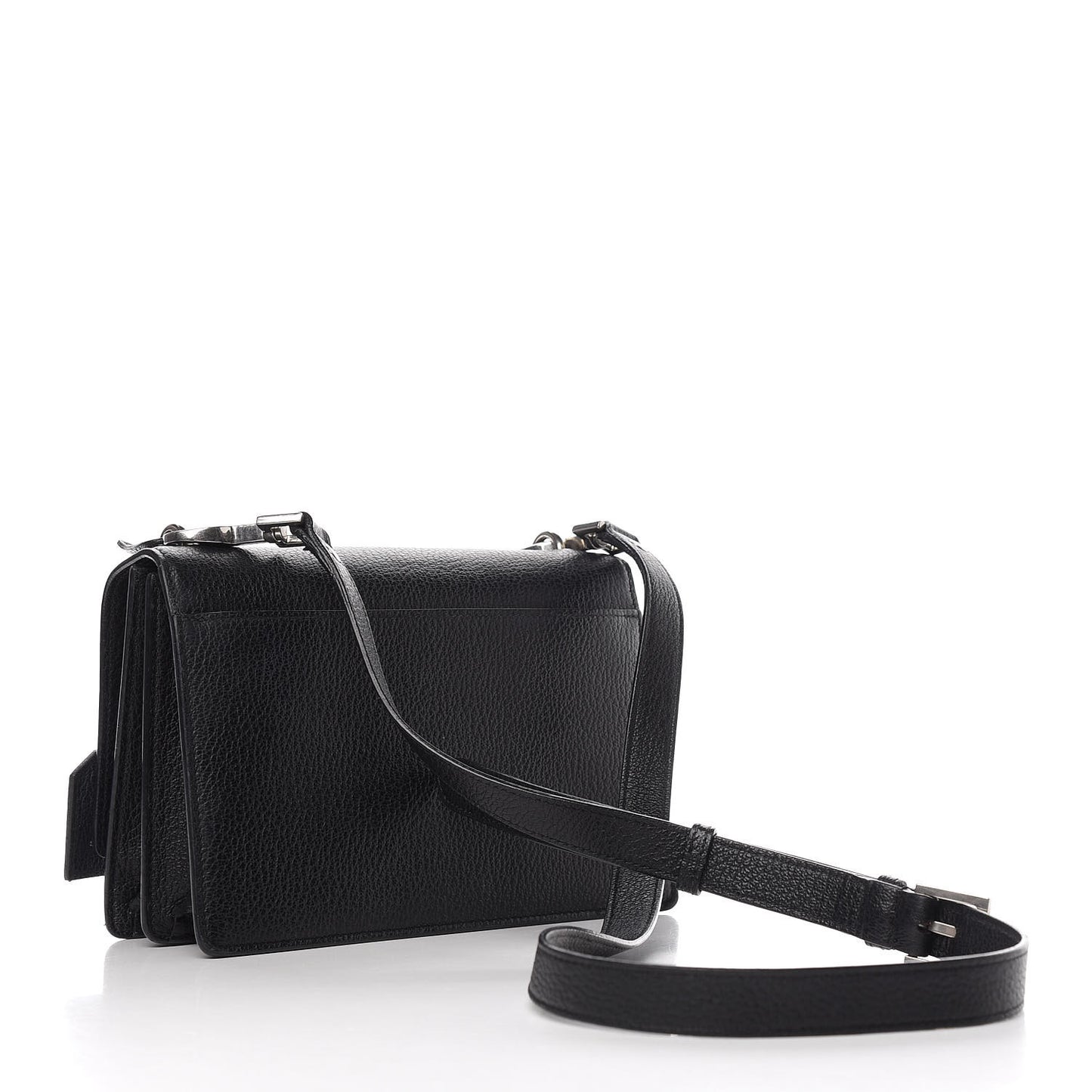 Grained Calfskin Medium Monogram Sunset Satchel Black