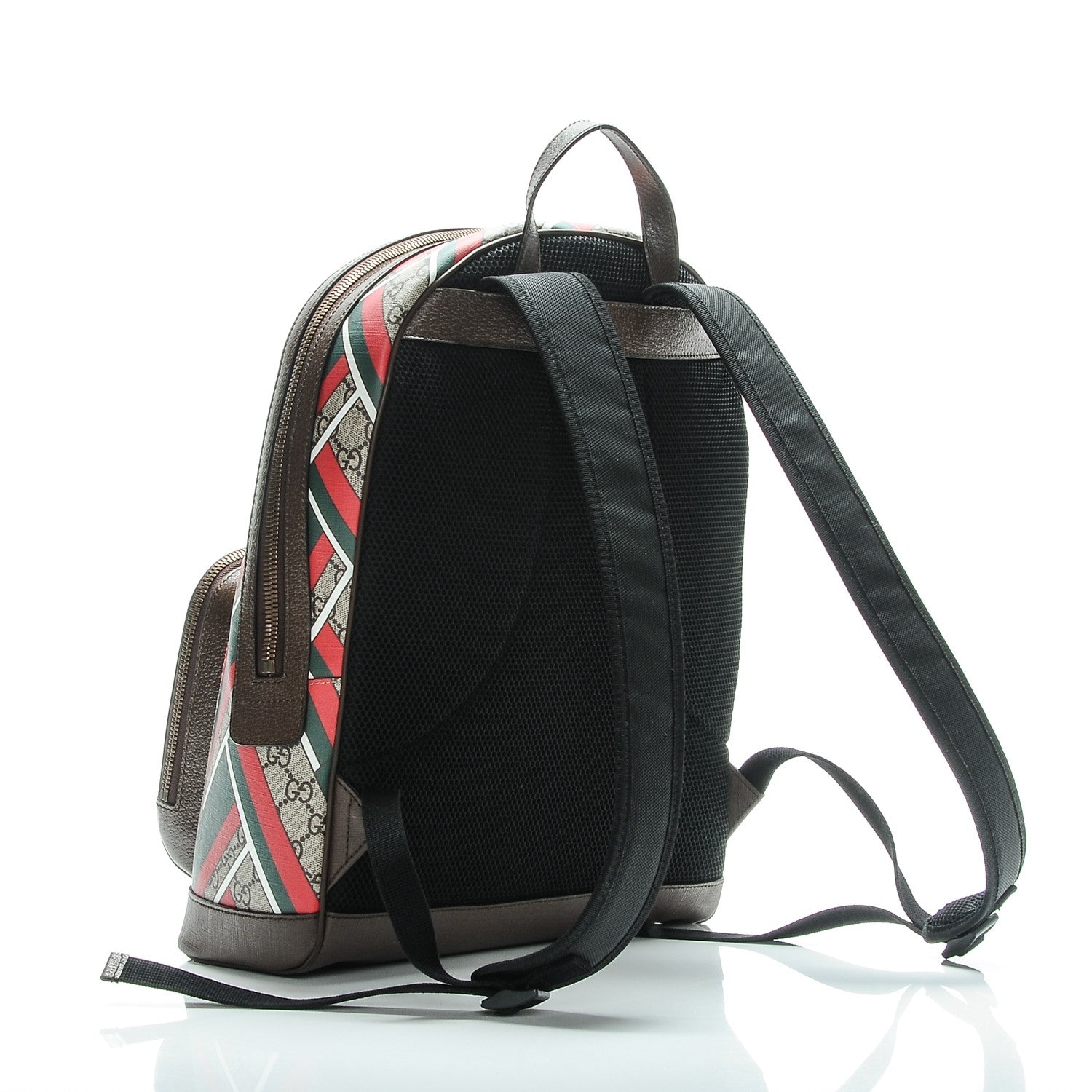 Gucci GG Supreme Monogram Chevron Medium Day Backpack Beige Green Red New Acero 3 of 7