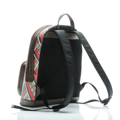 Gucci GG Supreme Monogram Chevron Medium Day Backpack Beige Green Red New Acero 3 of 7