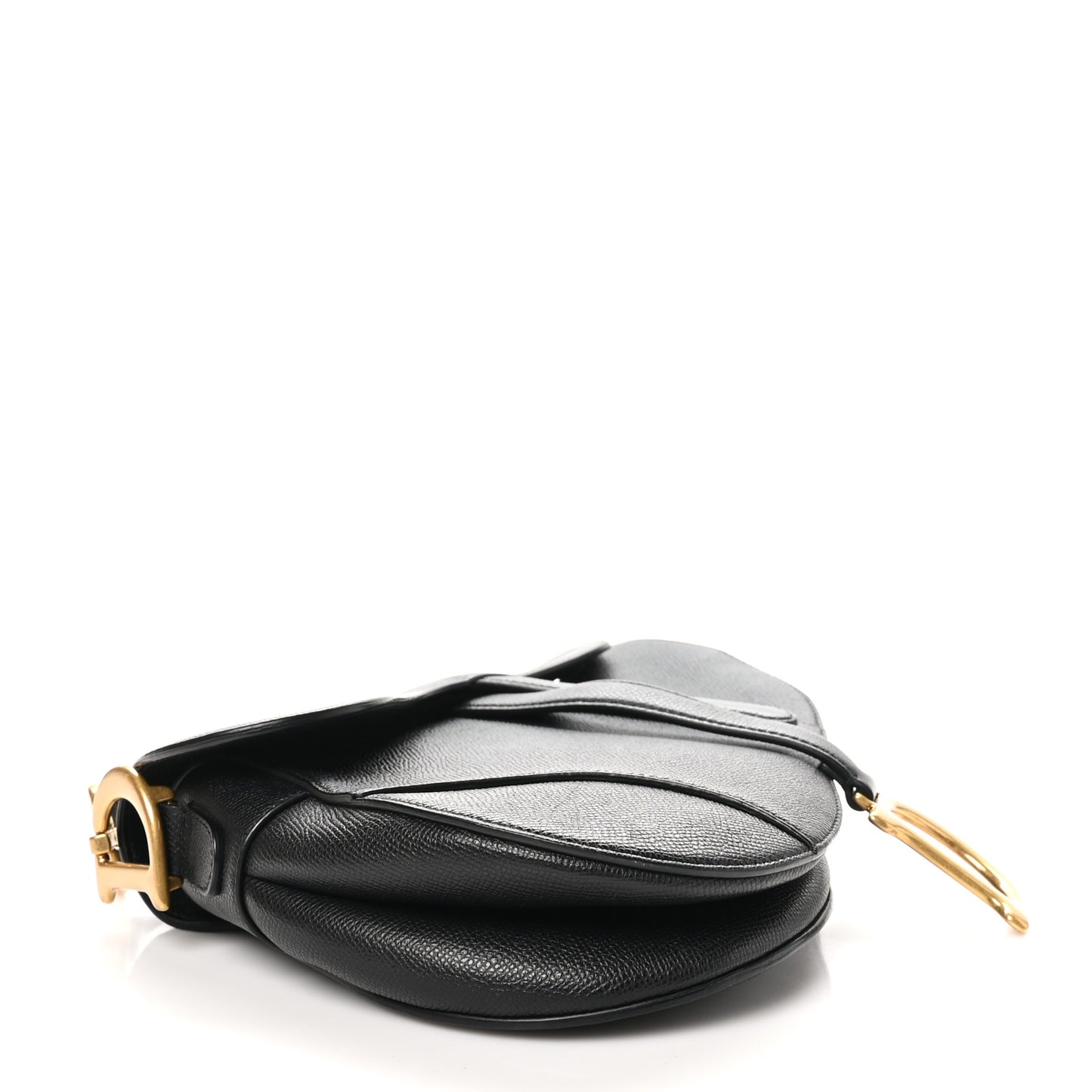 Grained Calfskin Saddle Bag Black