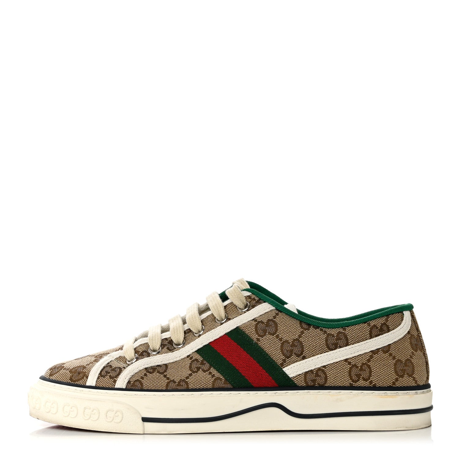 Gucci GG Monogram Web Womens 1977 Tennis Sneakers 39.5 Beige Ebony Mystic White 1 of 8