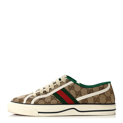 Gucci GG Monogram Web Womens 1977 Tennis Sneakers 39.5 Beige Ebony Mystic White 1 of 8