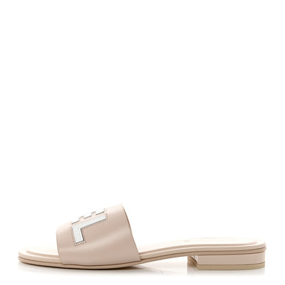 Chanel Calfskin Patent Calfskin Logo Mules 37 Beige 1 of 9