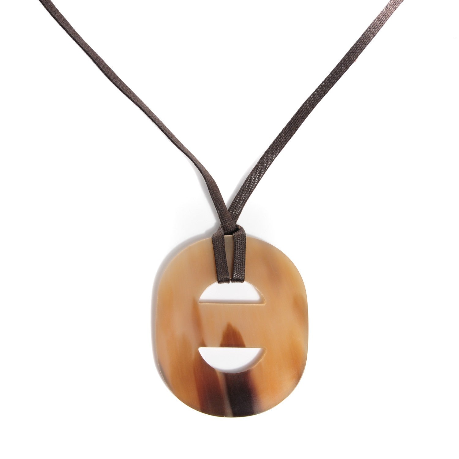 Hermes Buffalo Horn Isthme Corne de Buffle Pendant Necklace 1 of 5