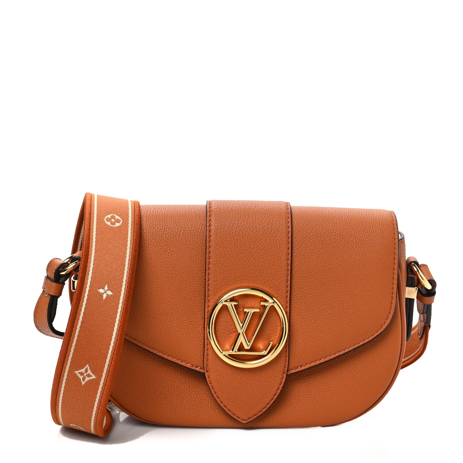 Louis Vuitton Grained Calfskin LV Pont 9 Soft MM Golden Siena 1 of 7