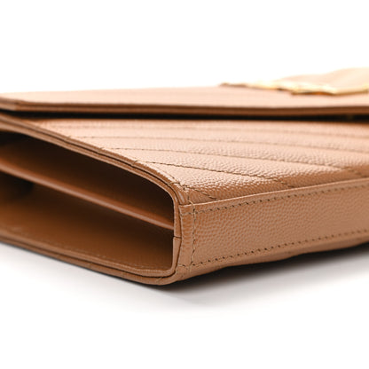 Saint Laurent Grain De Poudre Matelasse Chevron Monogram Chain Wallet Dune 8 of 10