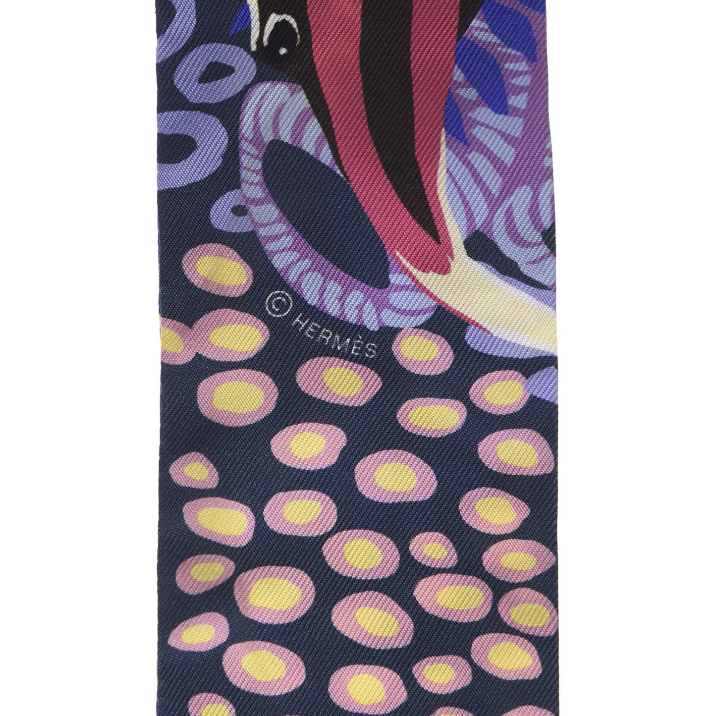 Silk Under The Waves Twilly Mauve Marine Jaune