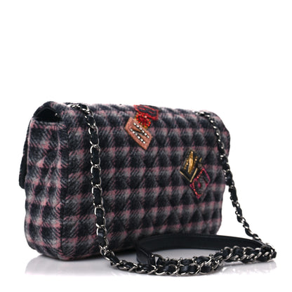 Chanel Wool Patchwork Medium Single Flap Pink Grey 3 of 8