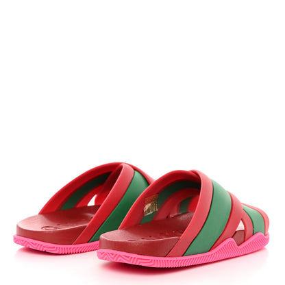 Gucci Rubber Web Womens Criss Cross Slide Sandals 35 Coral New Shamarock 4 of 9