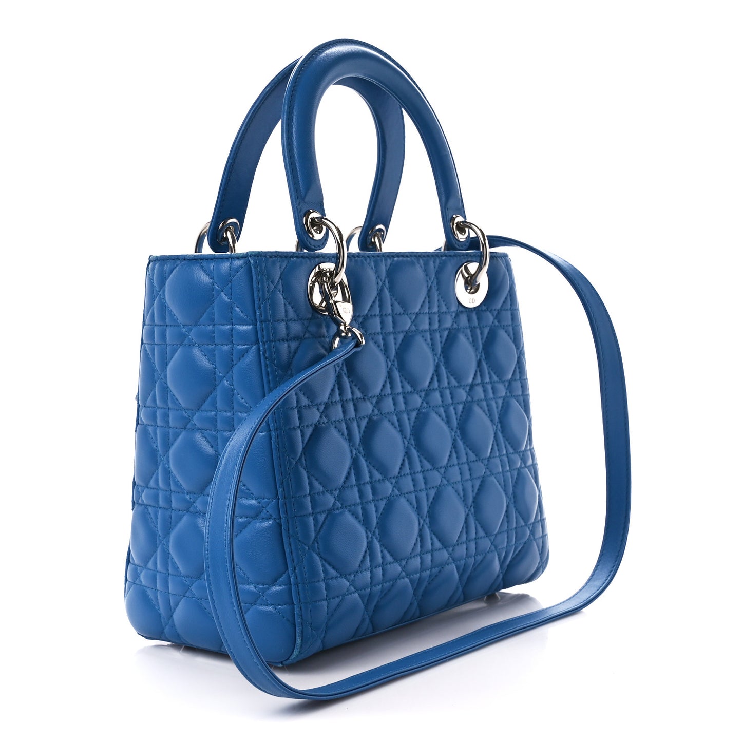 Lambskin Cannage Medium Lady Dior Blue Persan