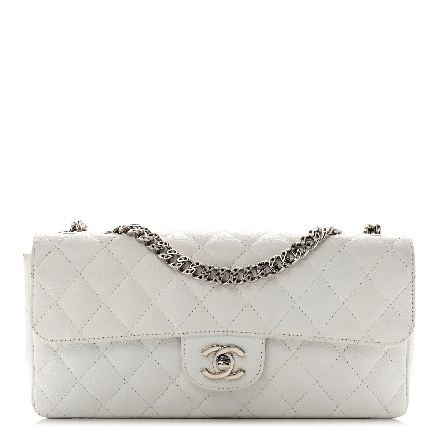 Chanel Caviar Quilted East West Flap Bijoux Chain White 1 of 13