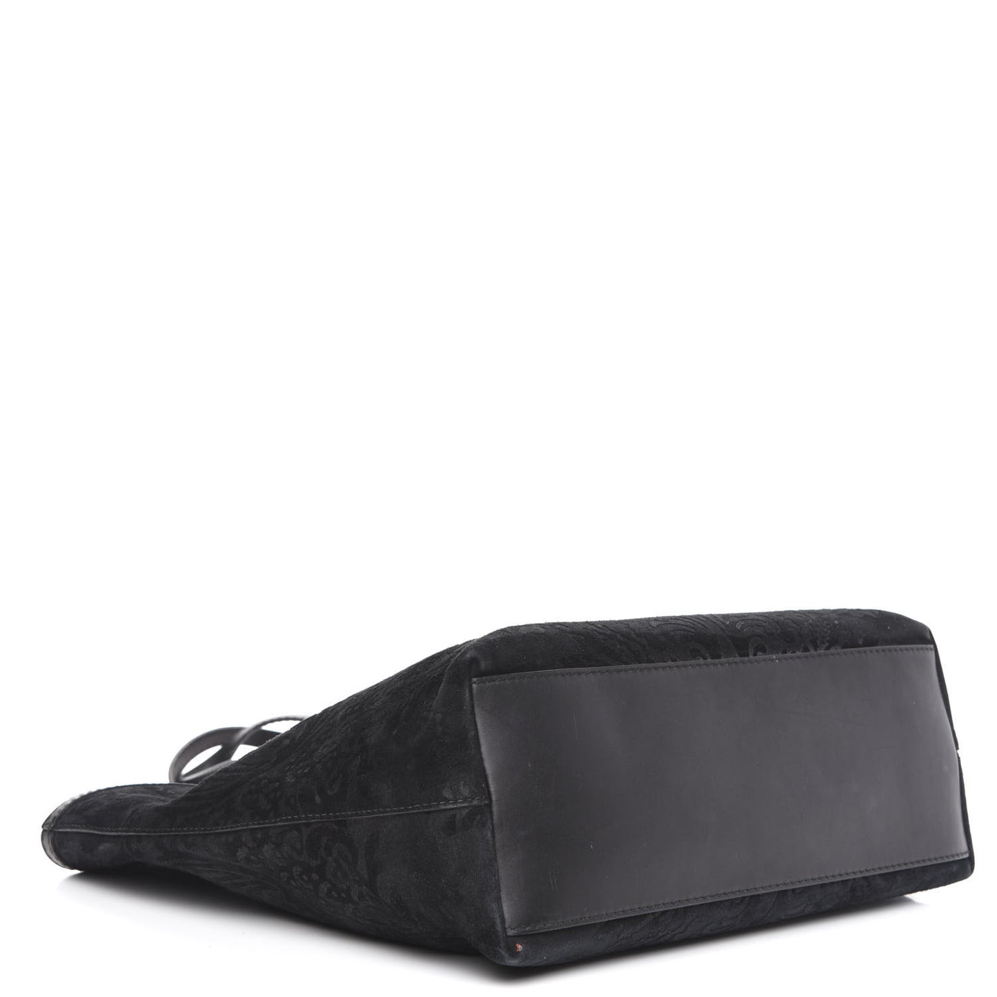 Nubuck Brocade Medium Soft Stirrup Tote Black