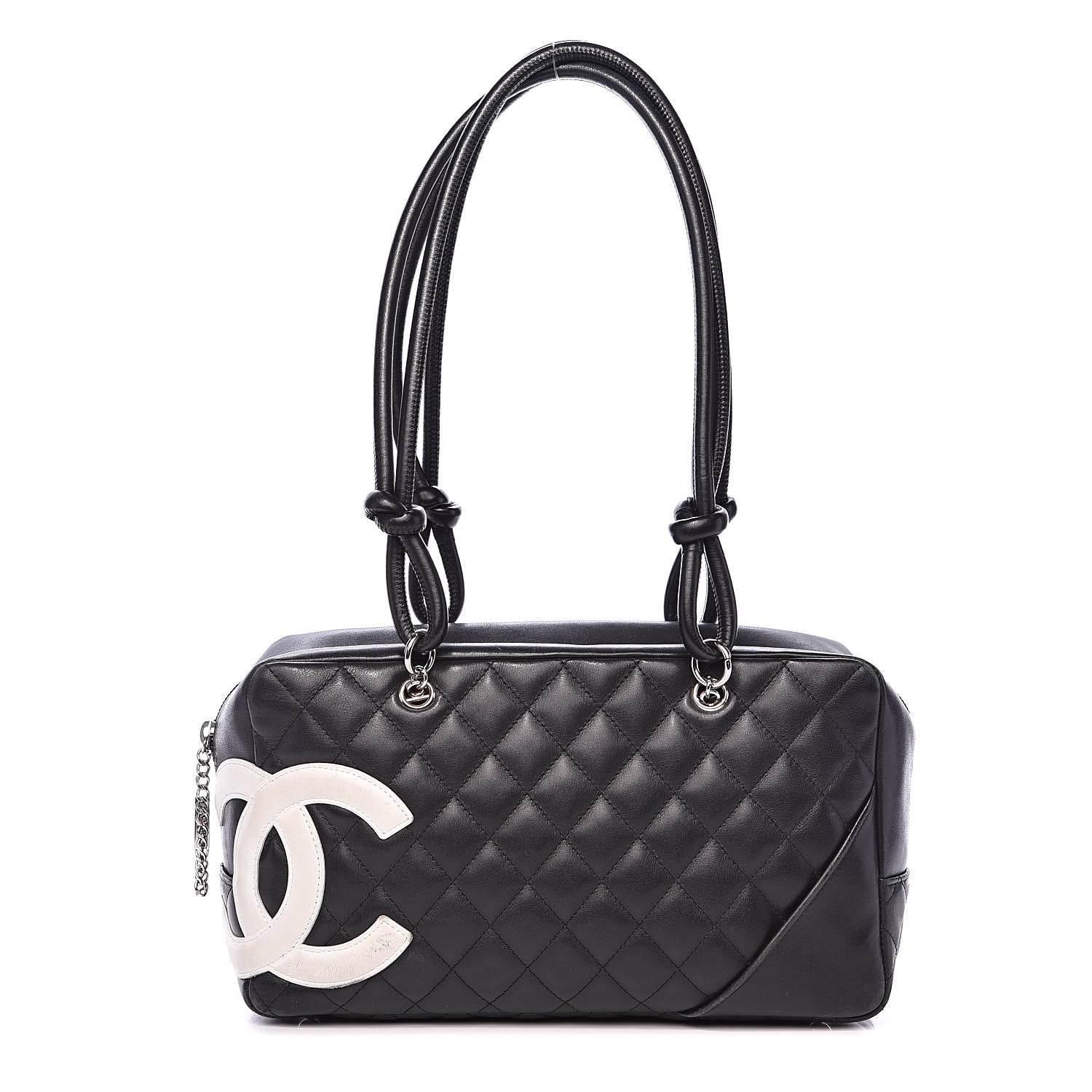 Chanel Calfskin Quilted Large Cambon Bowler Black White 1 of 15