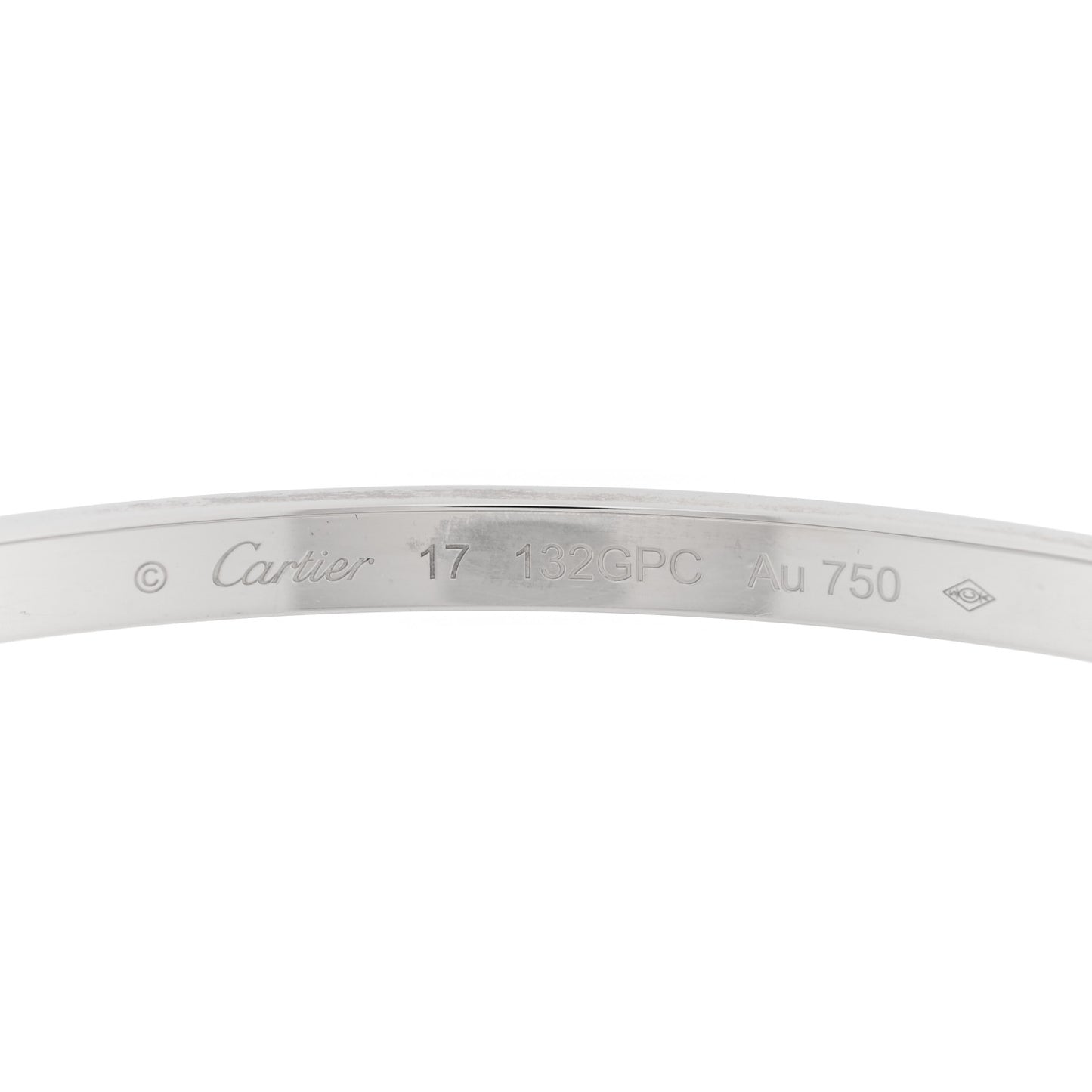 18K White Gold 6 Diamond Small LOVE Bracelet 17
