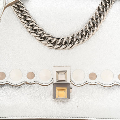 Fendi Vitello Catalan Mirror Scalloped Multi Studded Small Kan I Shoulder Bag Argento 8 of 14