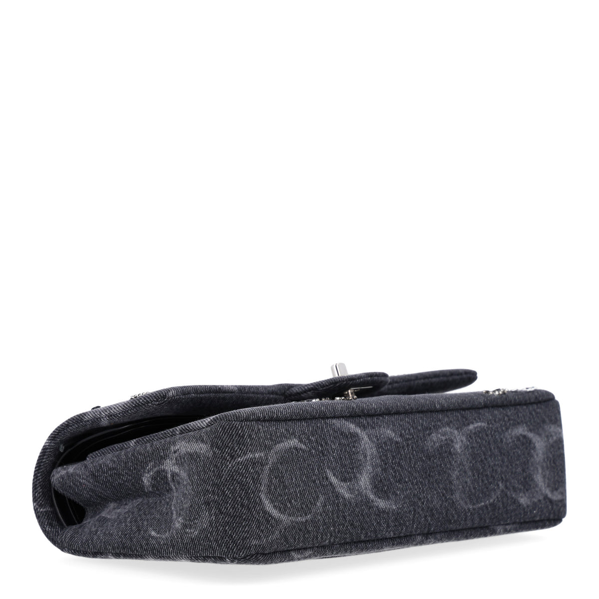 Denim Crystal Sequin CC Medium Double Flap Black