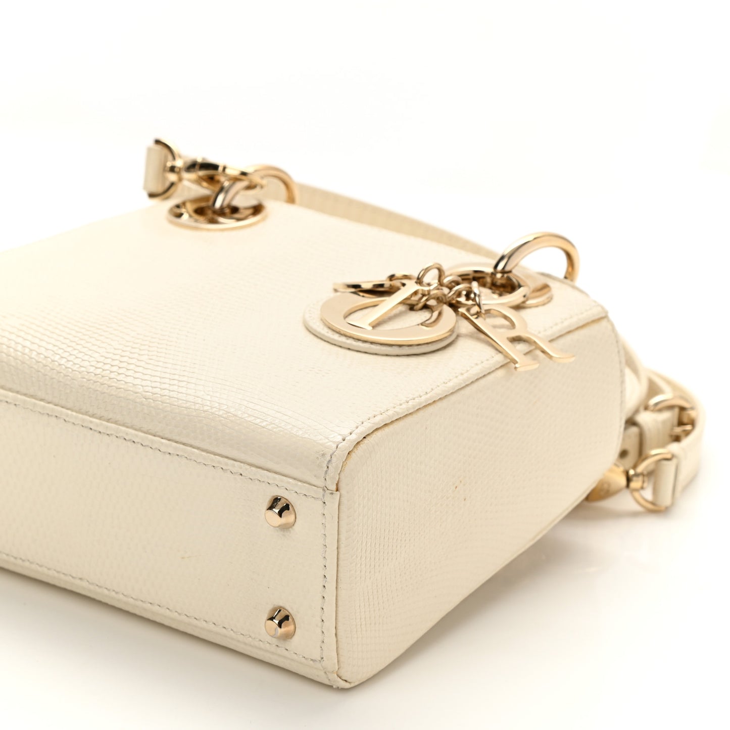 Lizard Mini Lady Dior White